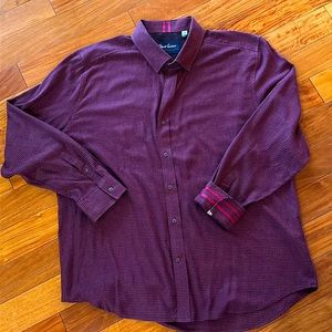 Beautiful, maroon and black herringbone print men’s shirt
